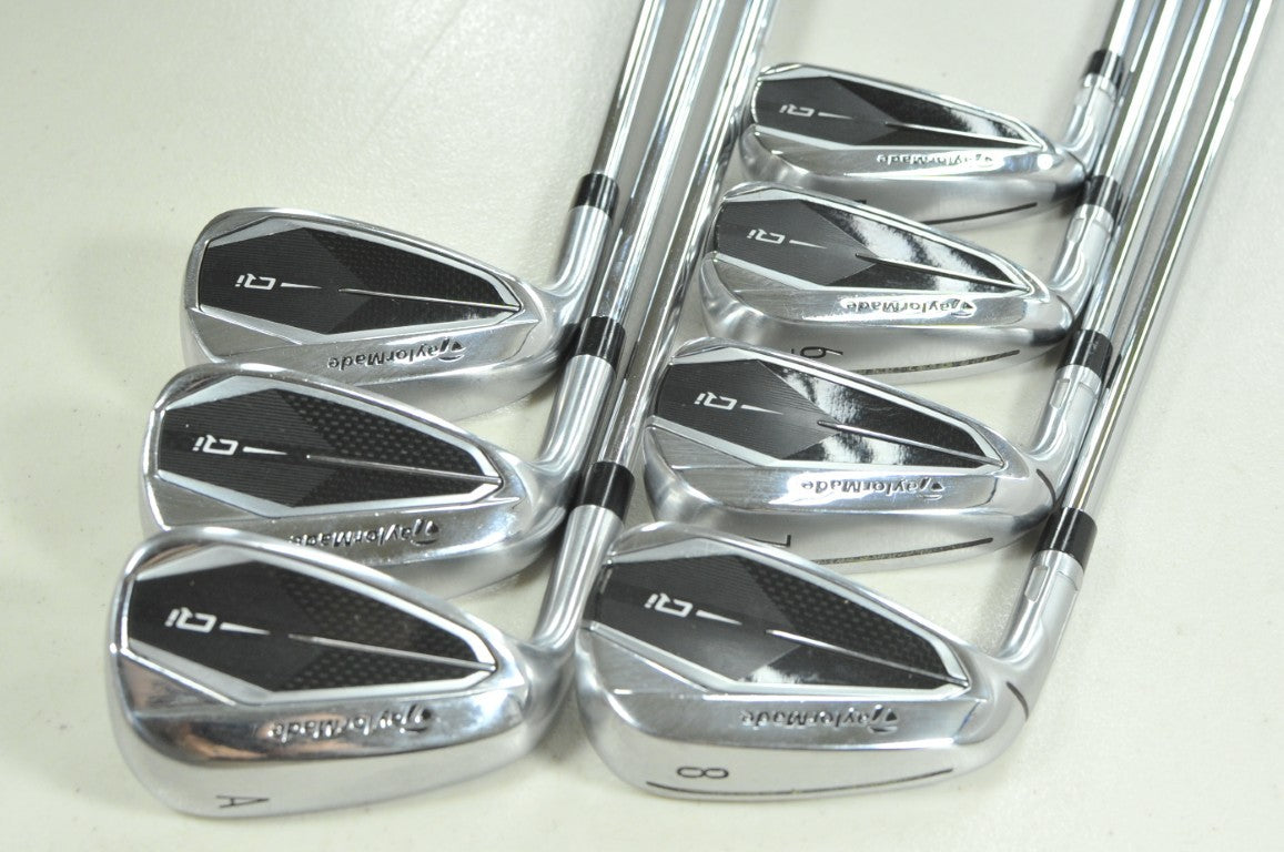 LEFT HANDED TaylorMade Qi 5-PW,AW Iron Set Stiff Flex KBS MAX MT Steel # 207484