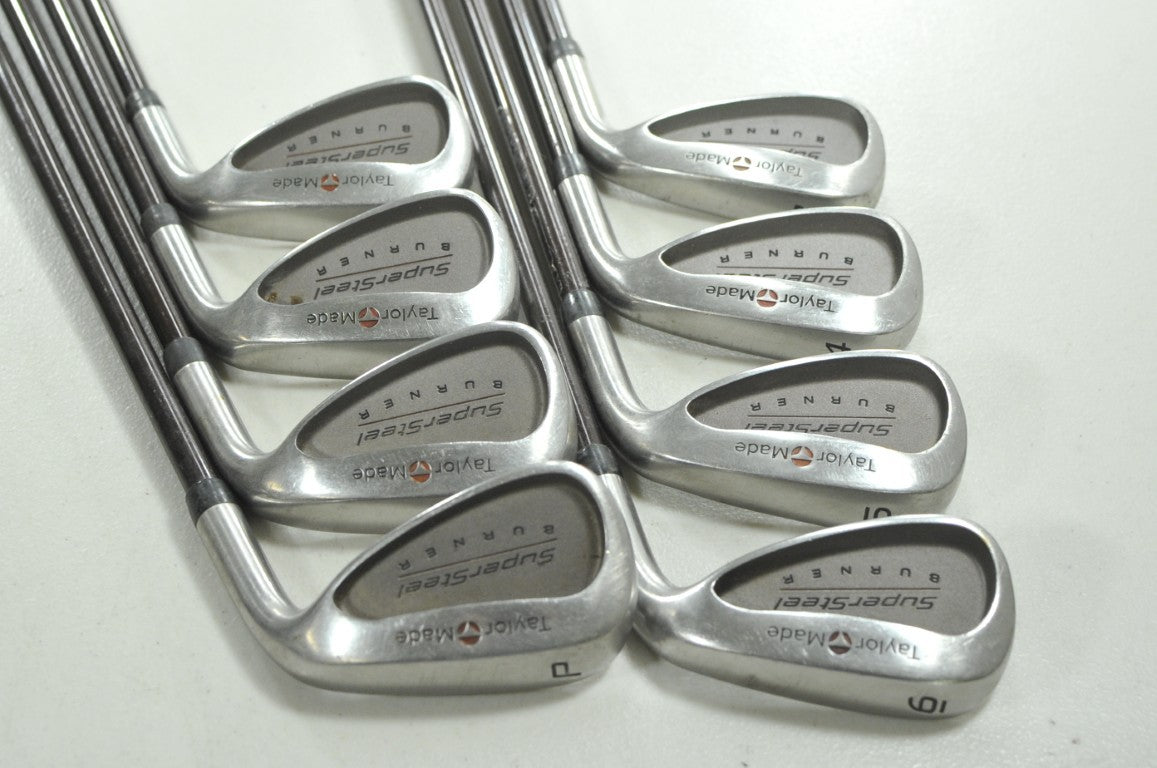 TaylorMade Burner SuperSteel 3-PW Iron Set Stiff Flex RH 90g Graphite # 210346