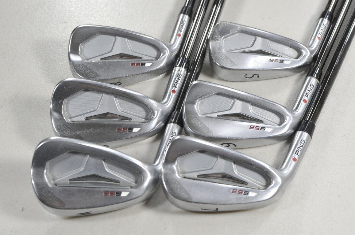 LEFT HANDED Ping S55 5-W Iron Set Stiff Flex KBS $-Taper 120 Steel  # 215667