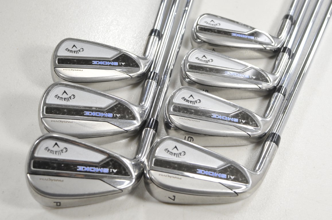 LEFT HANDED Callaway Paradym Ai Smoke 4-PW Iron Set Stiff Flex MPH Steel #213292