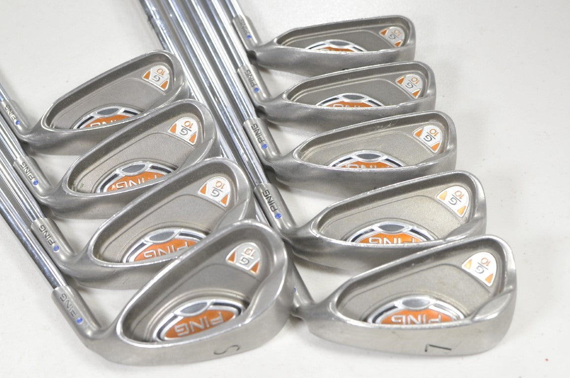 Ping G10 3-W,SW Iron Set Stiff Flex Blue Dot Right AWT Steel # 219662