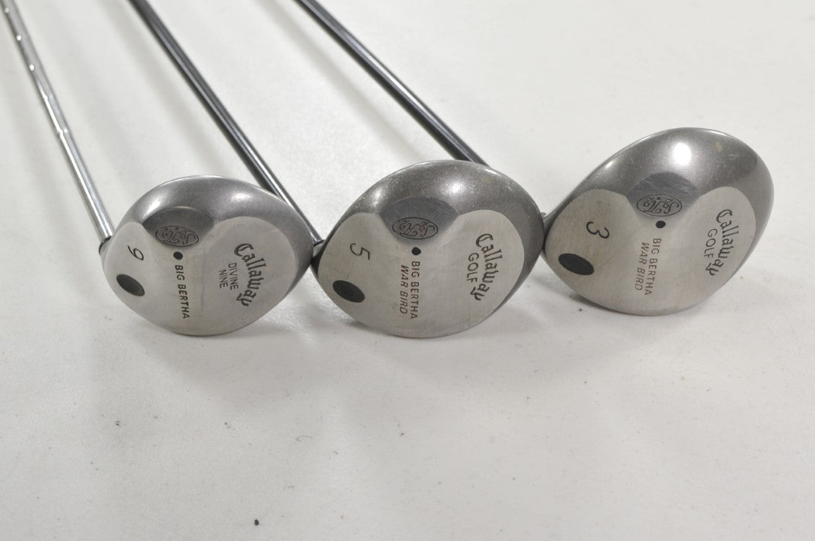 Callaway Big Bertha Warbird 3, 5, 9 Fairway Woods Set Regular Flex RH # 222916