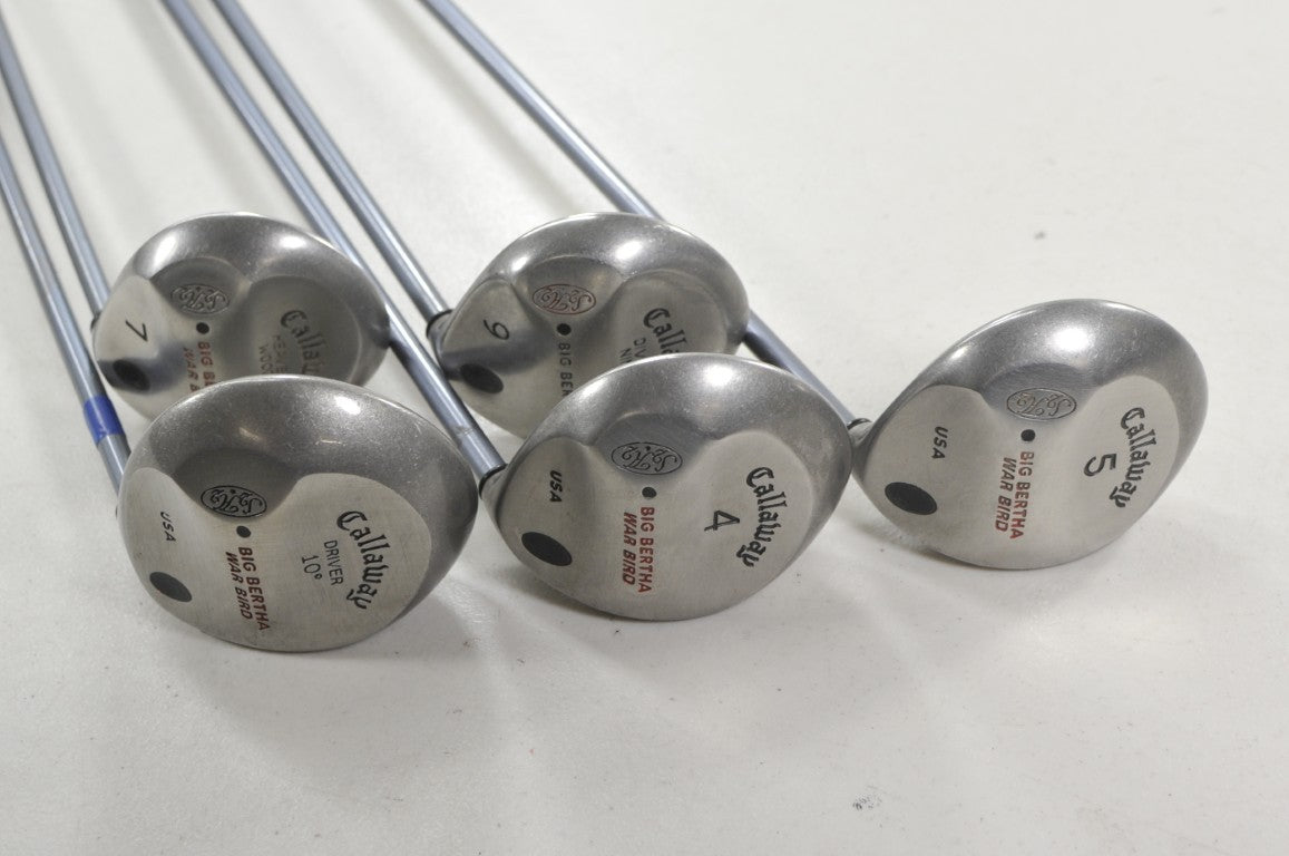 Callaway Big Bertha Warbird 10* Driver and 4,5,7,9 Fairway Wood Set Reg # 222910