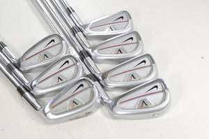 Nike Victory Red Forged Split Cavity Back 4-PW Iron Set Stiff Flex Steel #225579