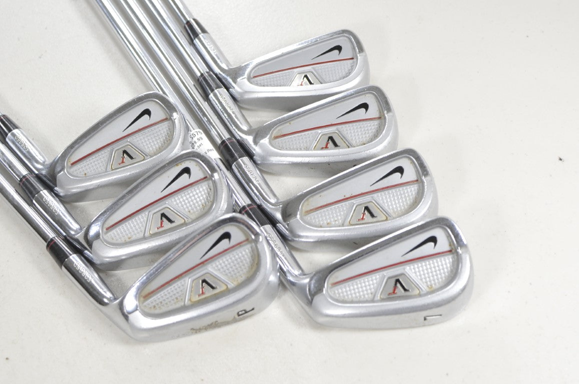 Nike Victory Red Forged Split Cavity Back 4-PW Iron Set Stiff Flex Steel #225579