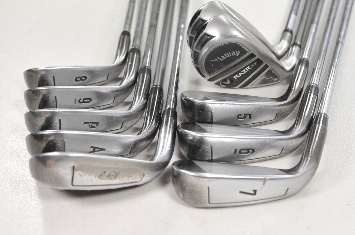 Callaway RAZR XF Combo 3H, 4H, 5-PW,AW,SW Iron Set Stiff Flex RH Steel #219316