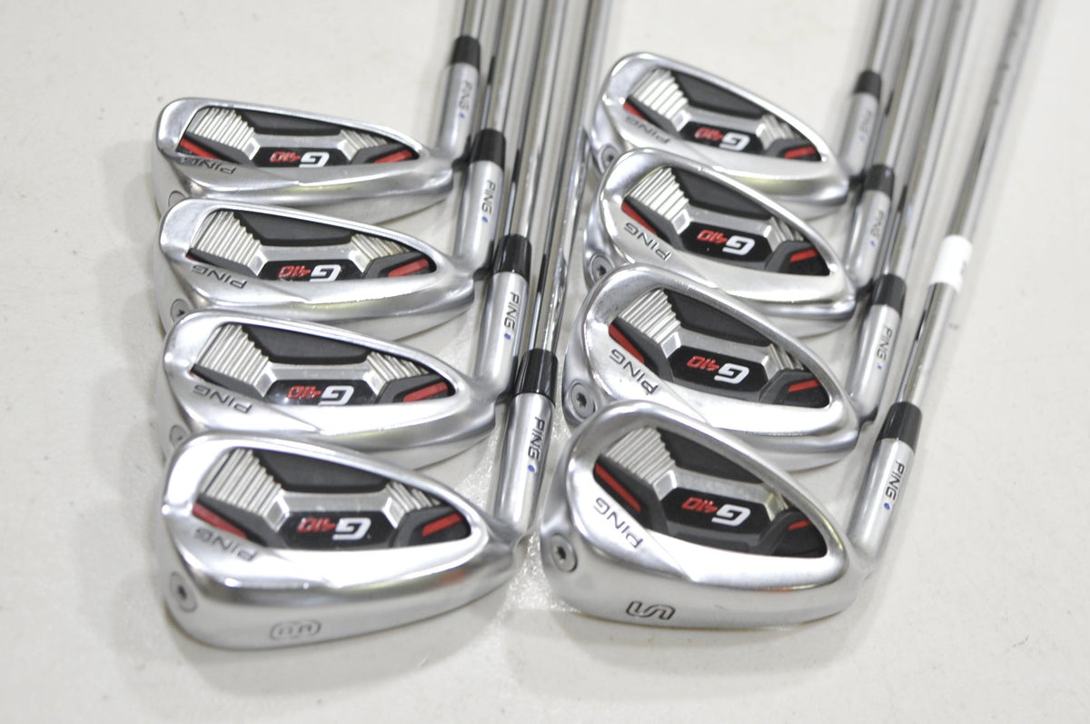 LEFT HAND Ping G410 5-W,UW,SW Iron Set Stiff Flex Blue Dot DG S300 Steel #227853