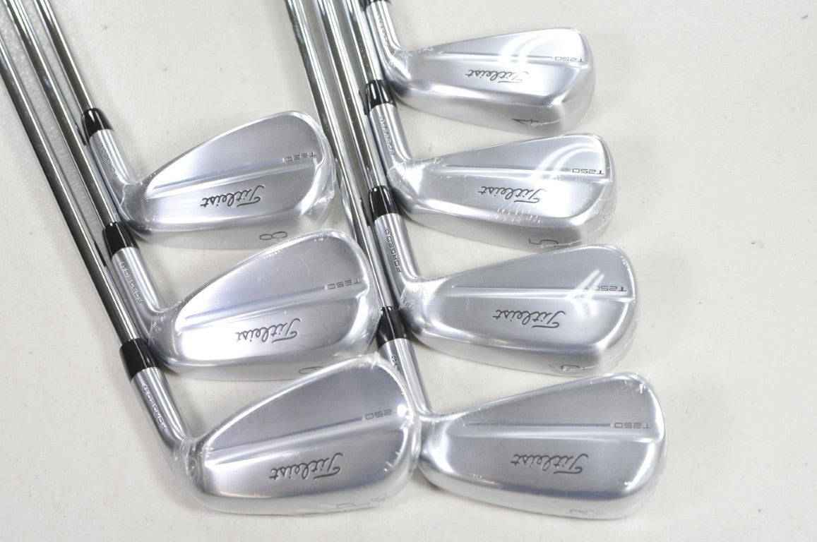 Titleist T250 2025 4-PW Iron Set Stiff Flex Right AMT Black Steel New  # 221433